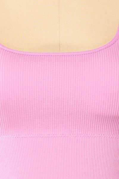 Pompei Pink Padded Ribbed Cami Top | La petite garçonne fabric
