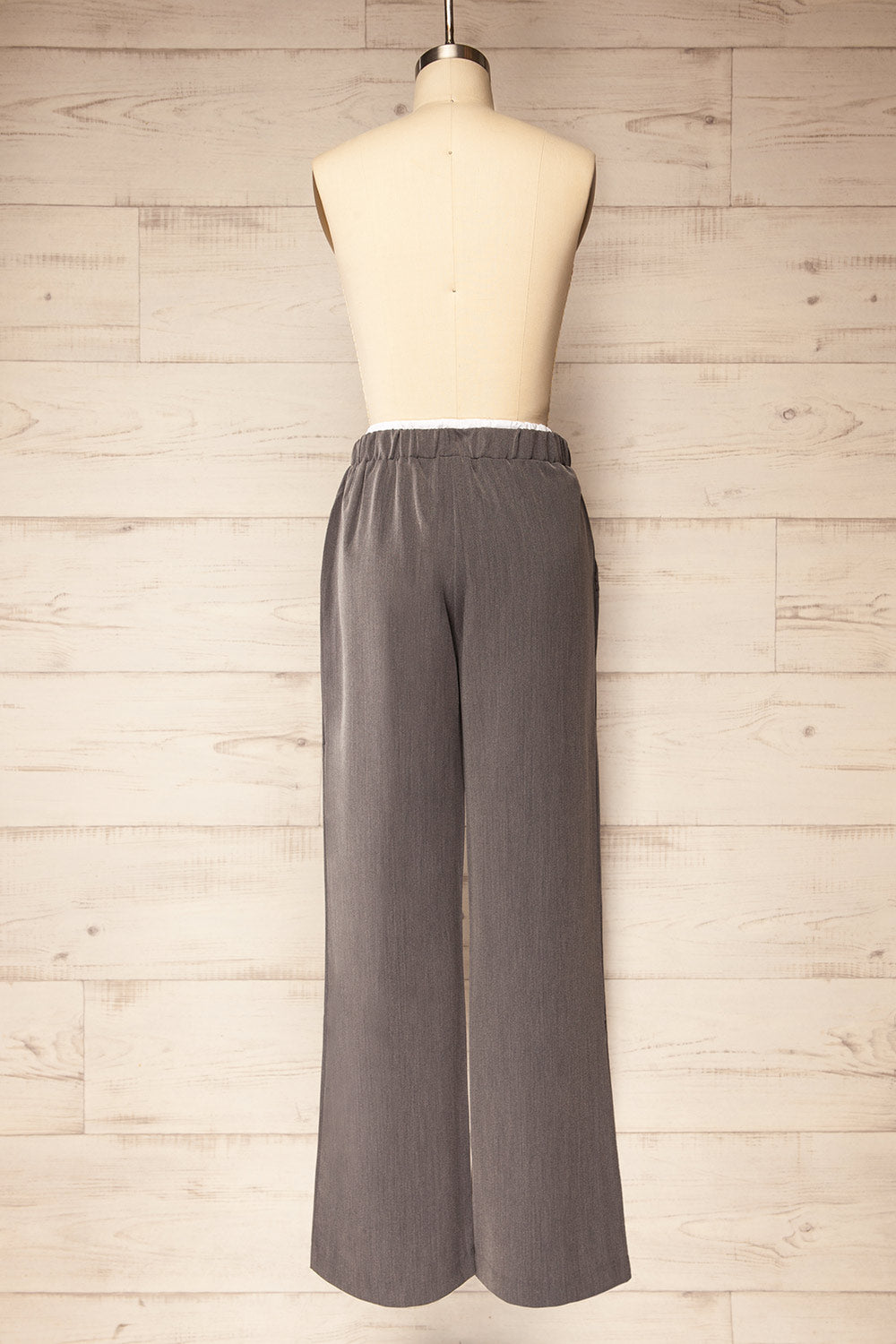 Positano Grey Pants with Double Waistband | La petite garçonne back view