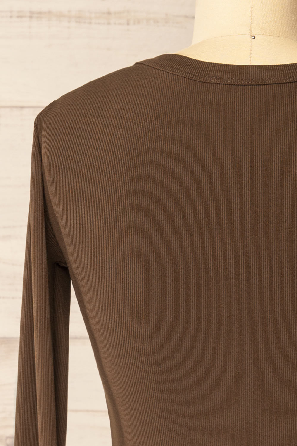 Poway Brown Long Sleeve Fitted Ribbed Top | La petite garçonne back