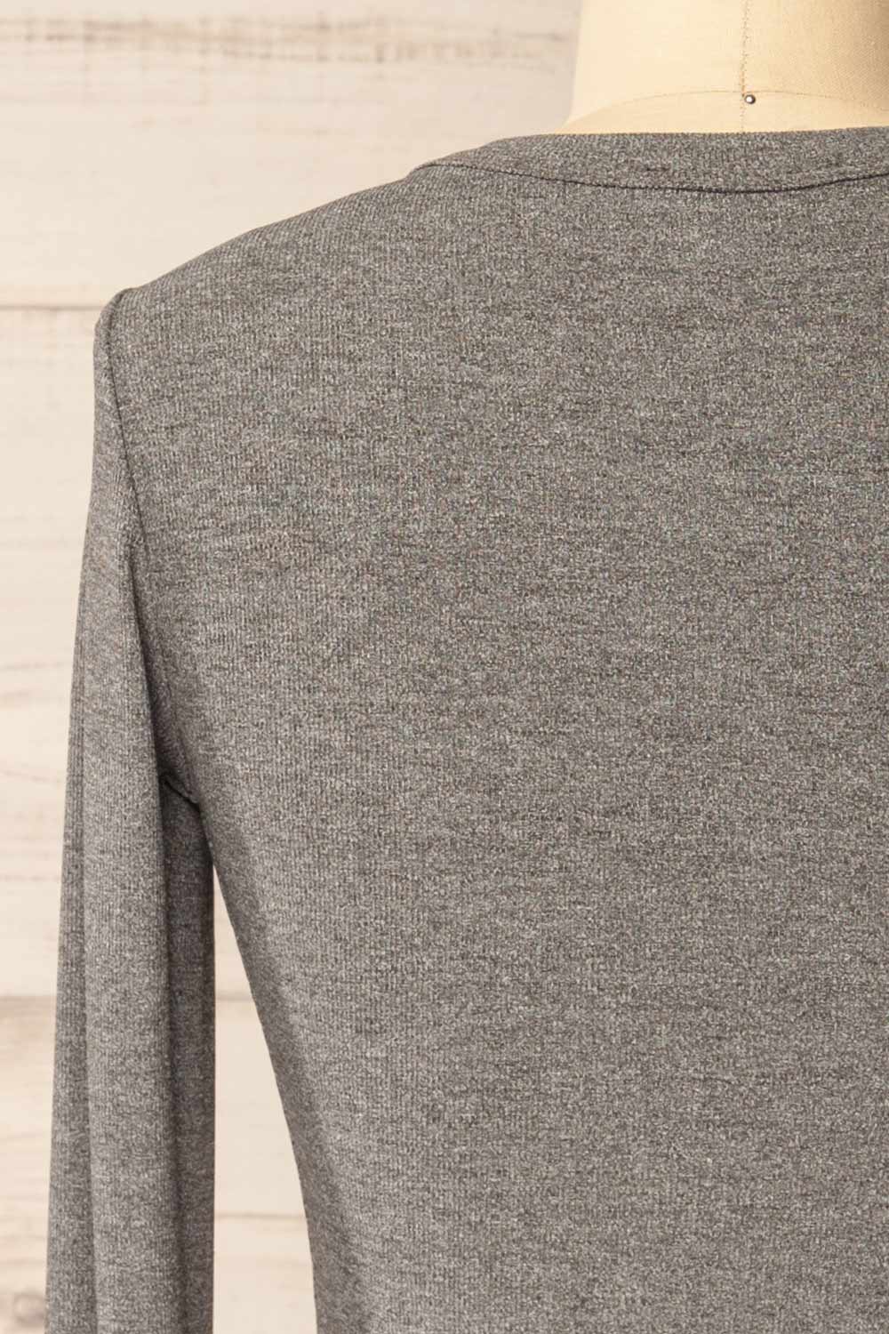 Poway Grey Long Sleeve Fitted Ribbed Top | La petite garçonne back
