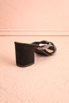 Prairie Black Strappy Heeled Suede Sandals w/ Crystals | Boutique 1861 back view