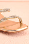 Prairie Gold Strappy Mid Heel Sandals w/ Crystals | Boutique 1861 front close-up