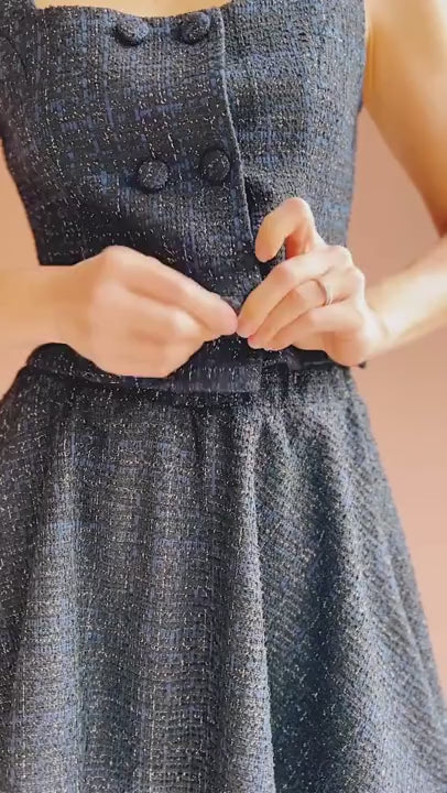video of a person wearing Davie Sparkling Tweed Top from Boutique 1861