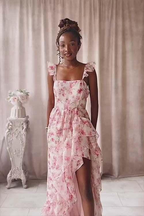 pink flower dress Your Time Floral Dress, Large - The Mint Julep Boutique 100% Polyester Mini Pink Floral-Print Summer Dress