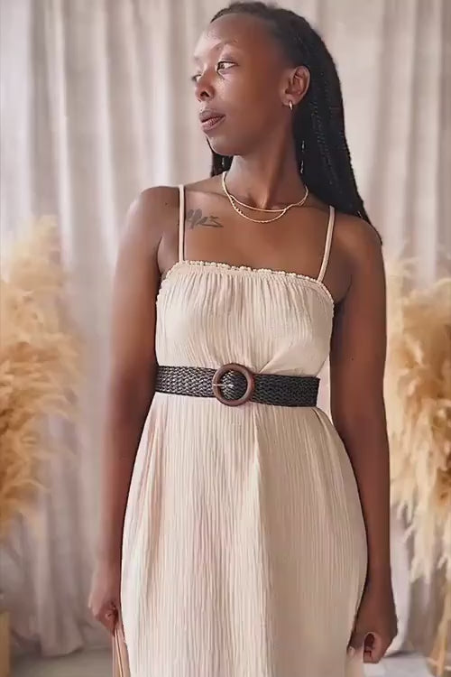 Marinet Beige Long Loose-Fitted Dress | Boutique 1861 video