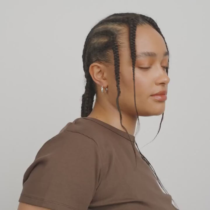 video of a woman wearing a Pair of silver hoop earrings MAITLAND from Pilgrim available at la petite garçonne