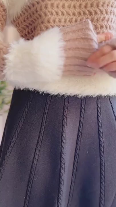 Video Person wearing Rochefort Striped Fuzzy Knit Sweater from La petite garçonne 