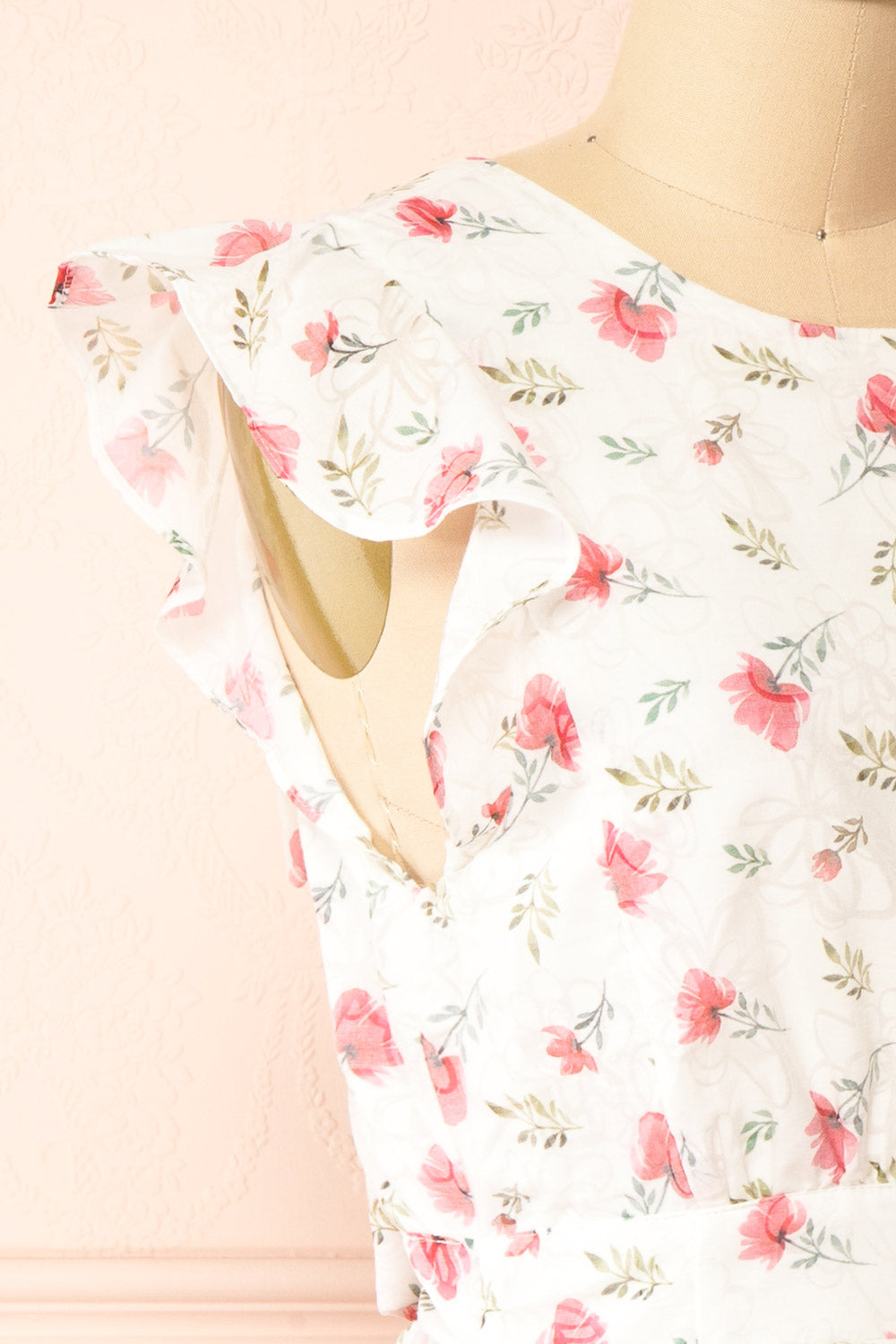 Prunne Short White Floral Dress w/ Open Back | Boutique 1861 side