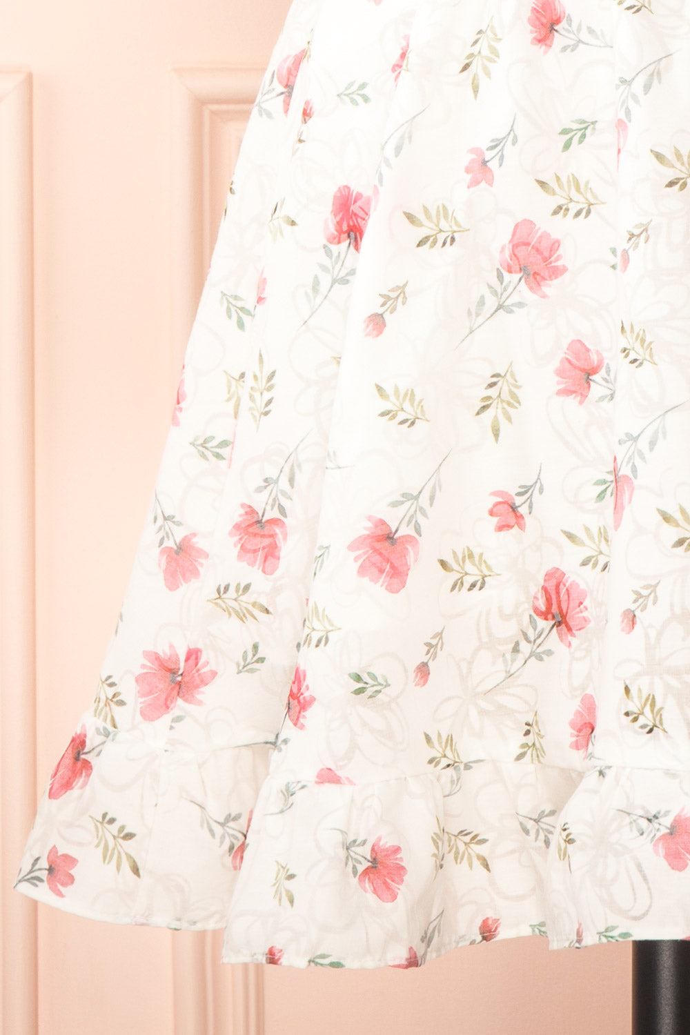 Prunne Short White Floral Dress w/ Open Back | Boutique 1861 bottom