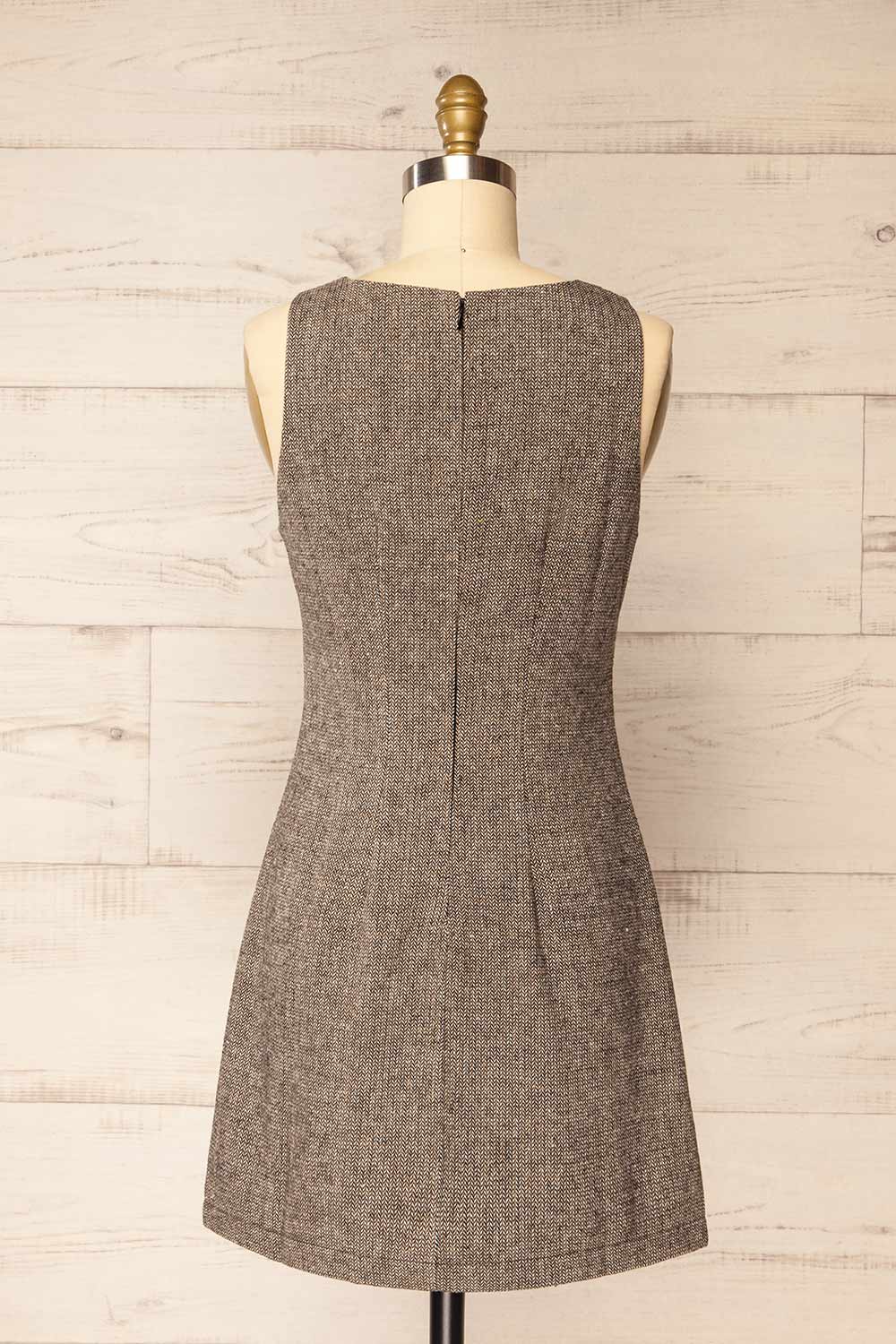 Psychee Short Herringbone Dress w/ Boat Neck | La petite garçonne back view