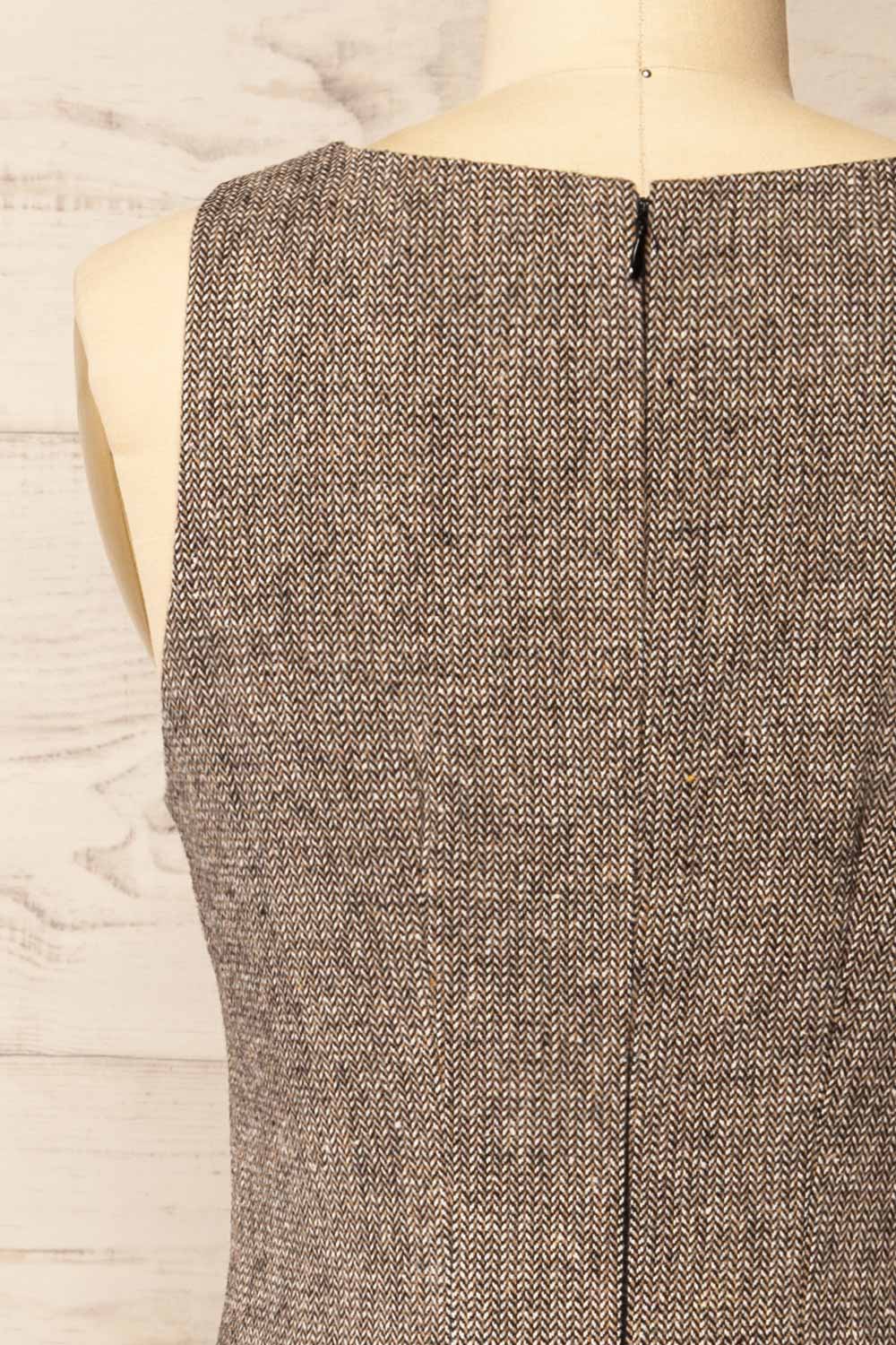 Psychee Short Herringbone Dress w/ Boat Neck | La petite garçonne back close-up