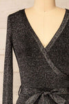 Punata Black & Silver Ribbed Knit Midi Dress | La petite garçonne front close-up
