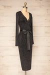 Punata Black & Silver Ribbed Knit Midi Dress | La petite garçonne side view