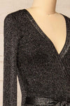 Punata Black & Silver Ribbed Knit Midi Dress | La petite garçonne side close-up