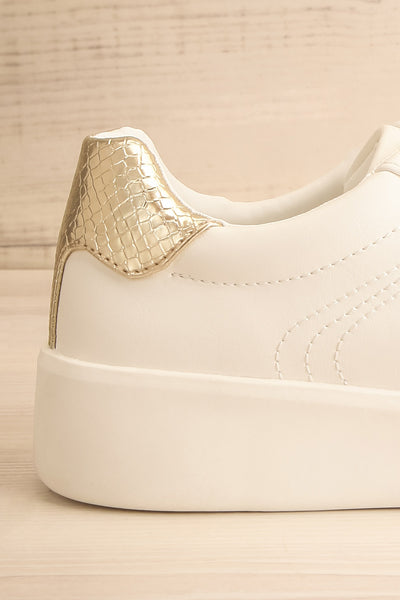 Pyree White Sneakers w/ Gold Detail | La petite garçonne side close-up