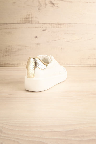 Pyree White Sneakers w/ Gold Detail | La petite garçonne back view