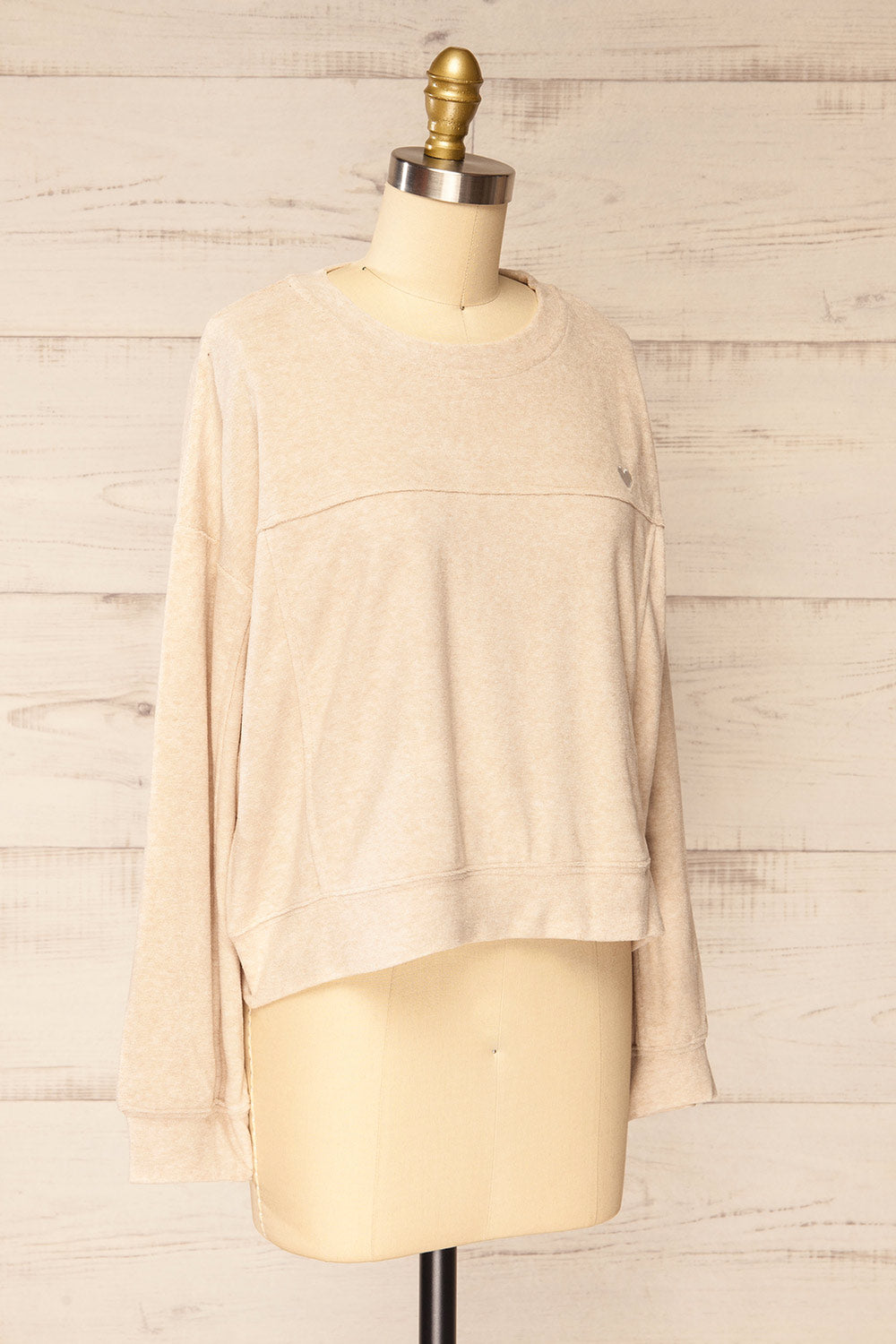 Qarth Beige Oversized Round Neck Sweater | La petite garçonne side view