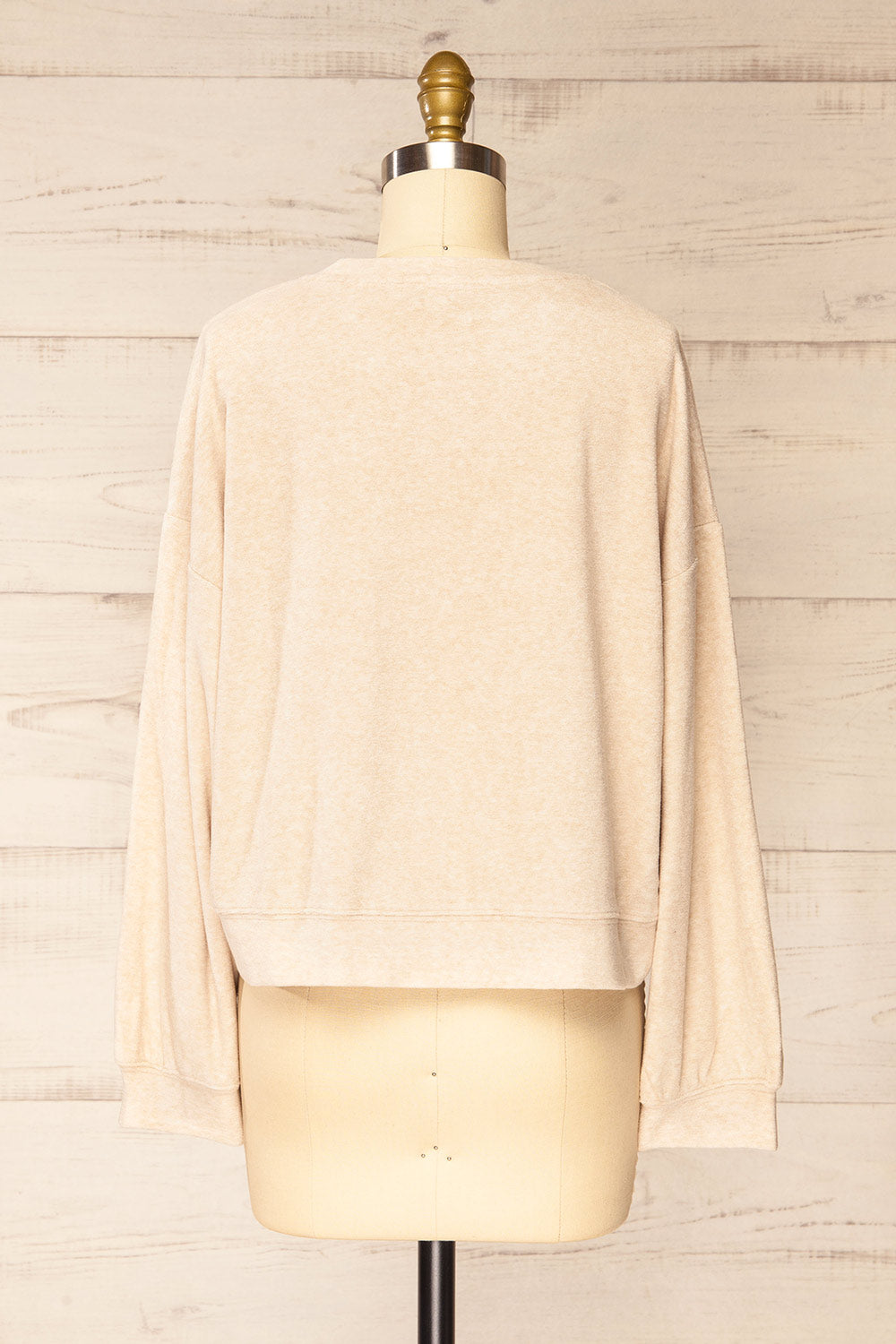 Qarth Beige Oversized Round Neck Sweater | La petite garçonne back view