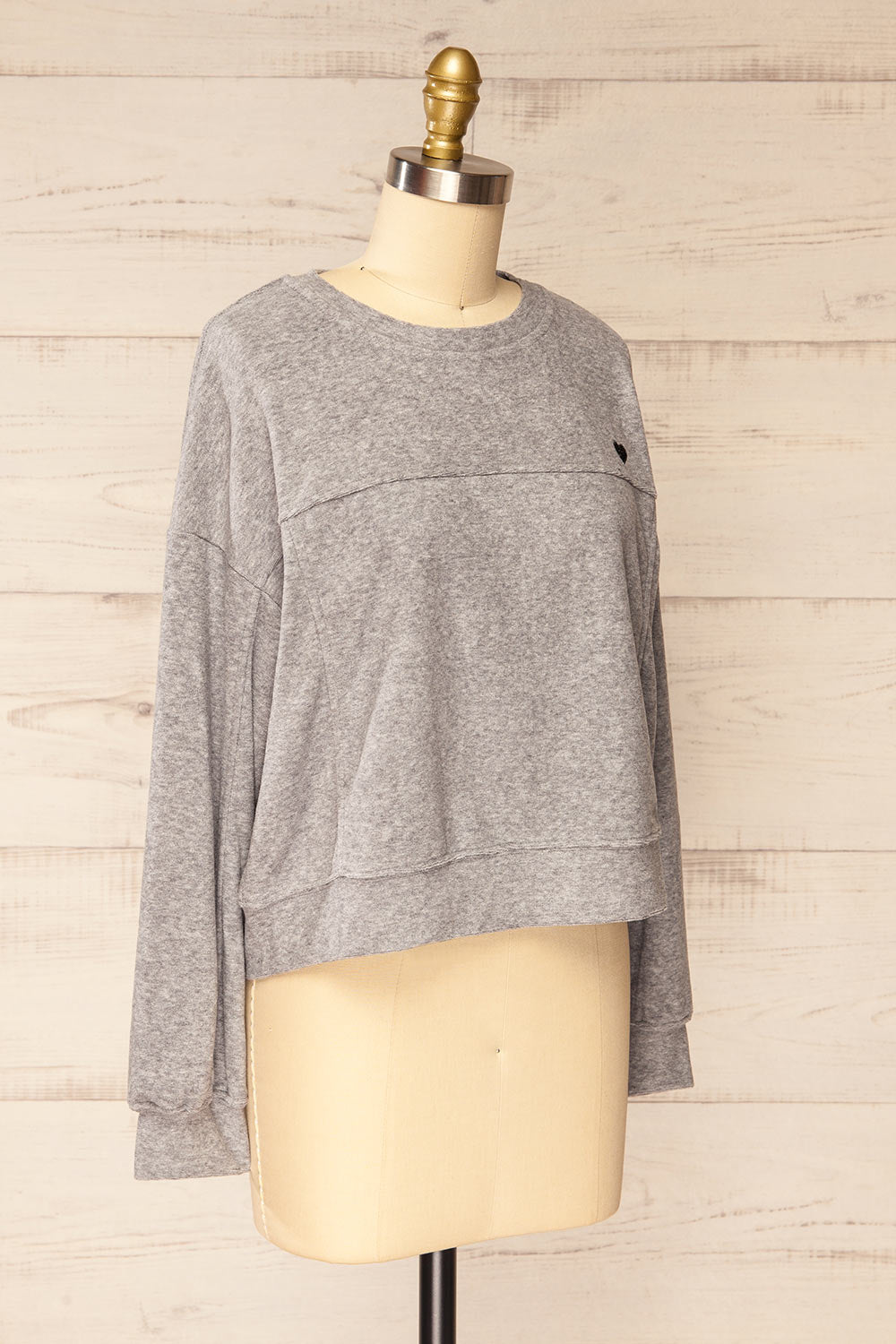 Qarth Grey Oversized Round Neck Sweater | La petite garçonne side view