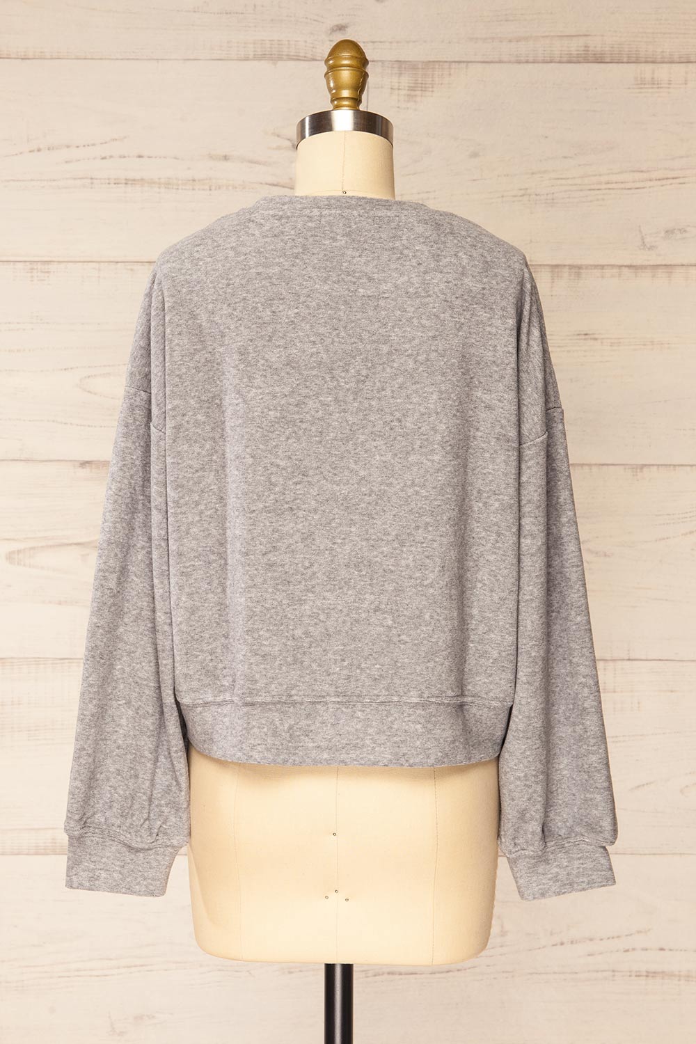 Qarth Grey Oversized Round Neck Sweater | La petite garçonne back view