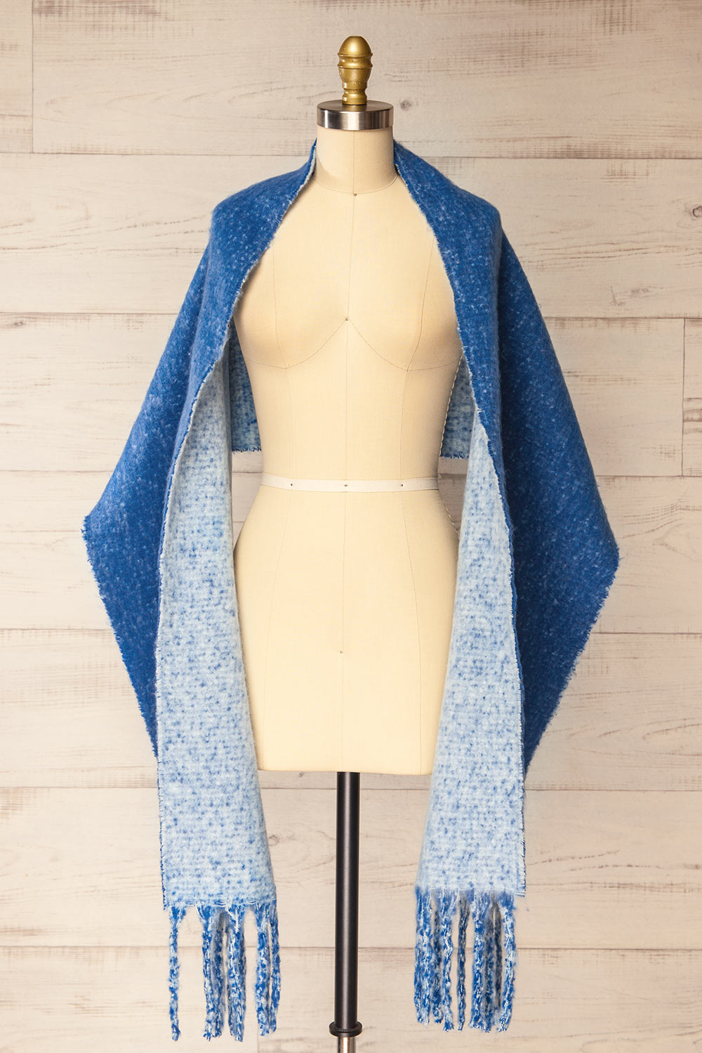 Qitap Blue Oversized Soft Knit Scarf | La petite garçonne shawl view
