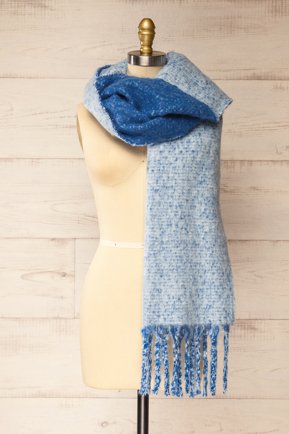 Qitap Blue Oversized Soft Knit Scarf | La petite garçonne side view