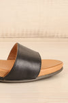 Quainton Black Wedge Sandals | La petite garçonne side front close-up