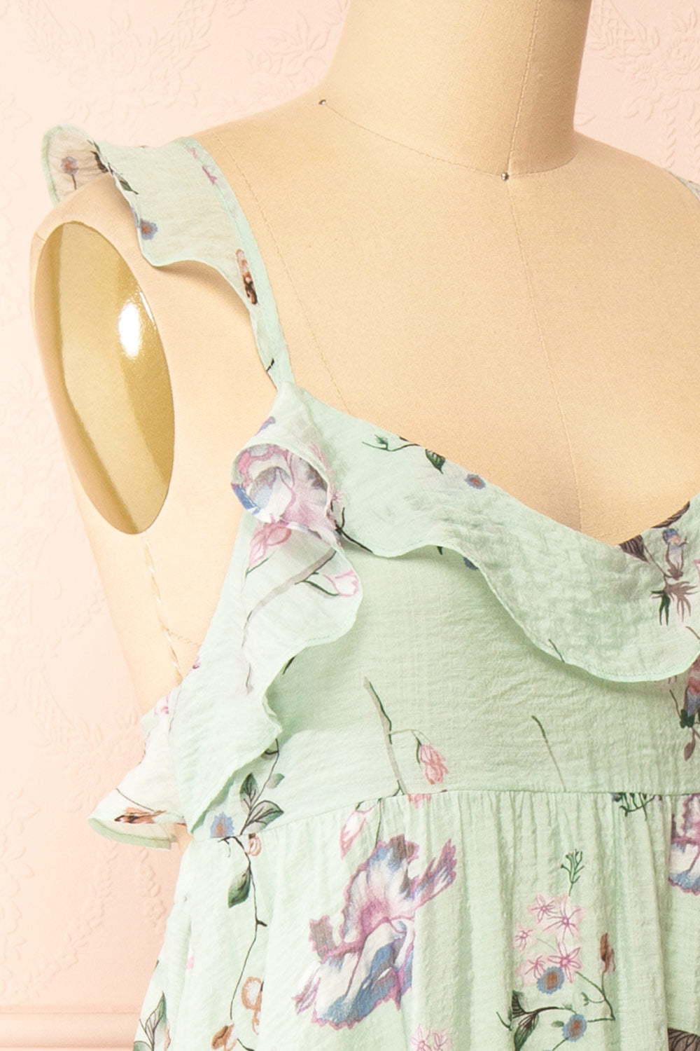 Queenie Green | Floral Maxi Dress w/ Ruffled Straps