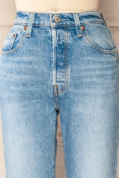 Quimper High Rise Straight Leg Jeans | La petite garçonne front close-up