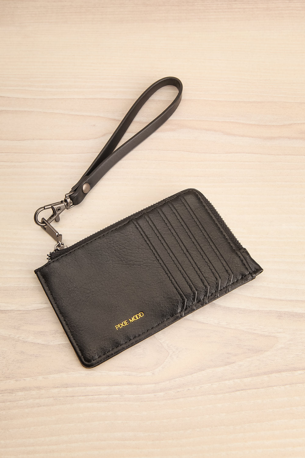 Quinn Black Vegan Leather Card Wallet | La Petite Garçonne