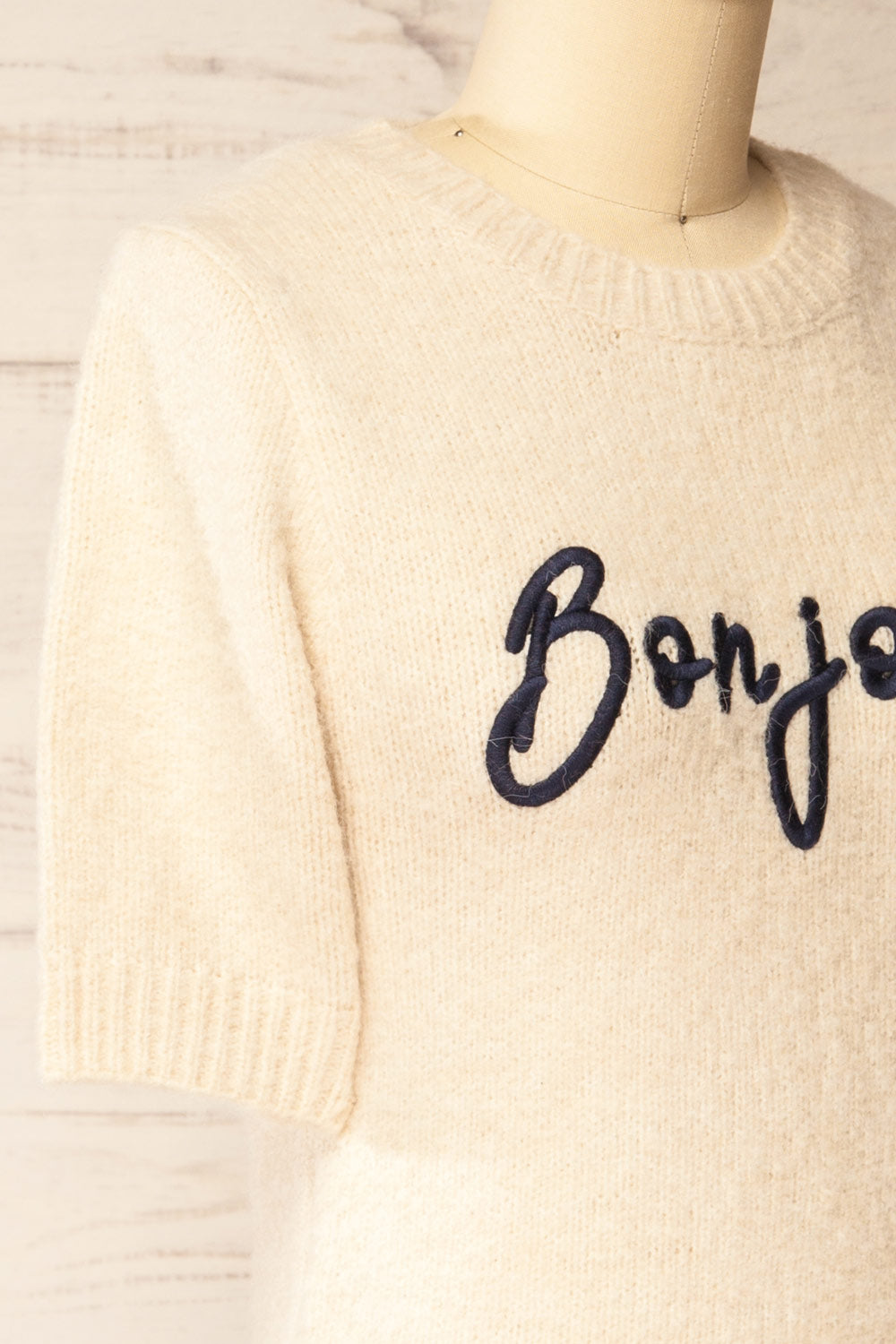 Radcliffe Embroidered Beige Knit Top | La petite garçonne side