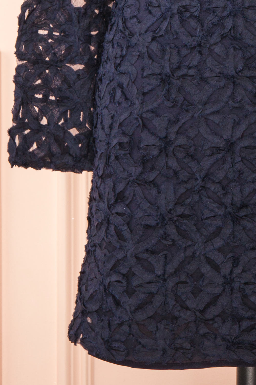 Rafaelle Short Navy 3D Mesh Lace Dress | Boutique 1861  bottom