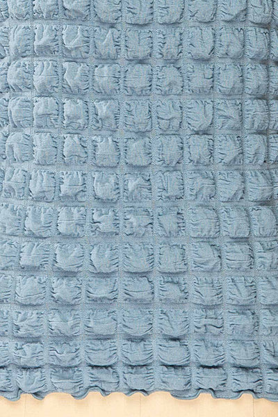Raguel Blue Popcorn Textured Long-Sleeved Top | La petite garçonne fabric
