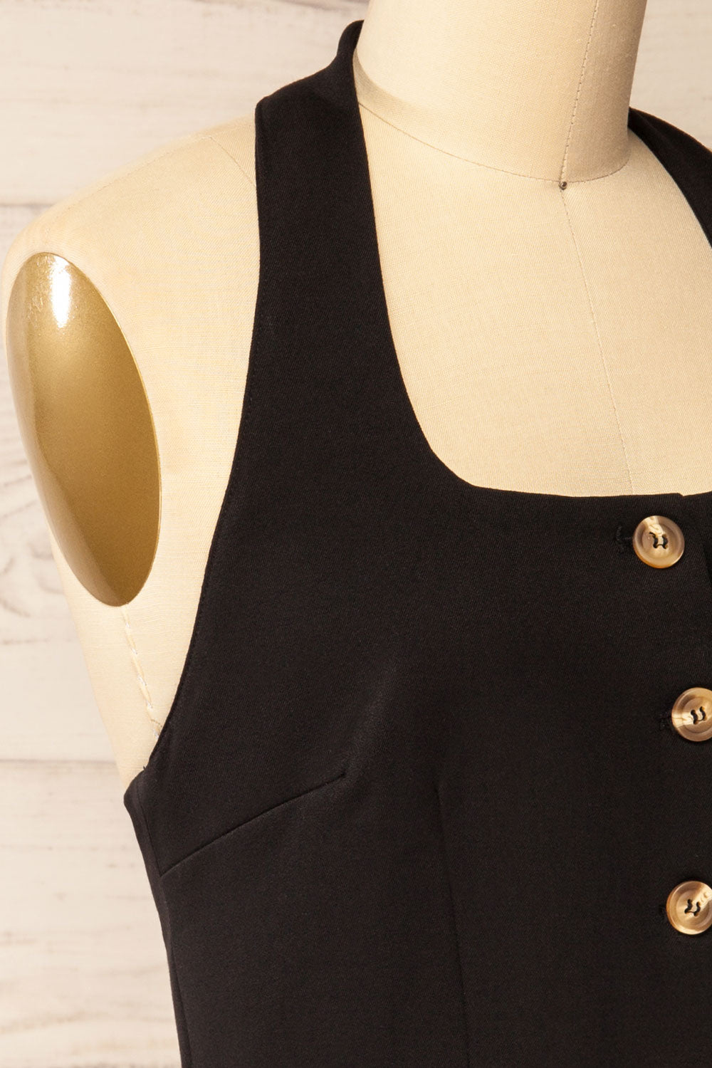 Raichur Black Structured Halter Top | La petite garçonne side