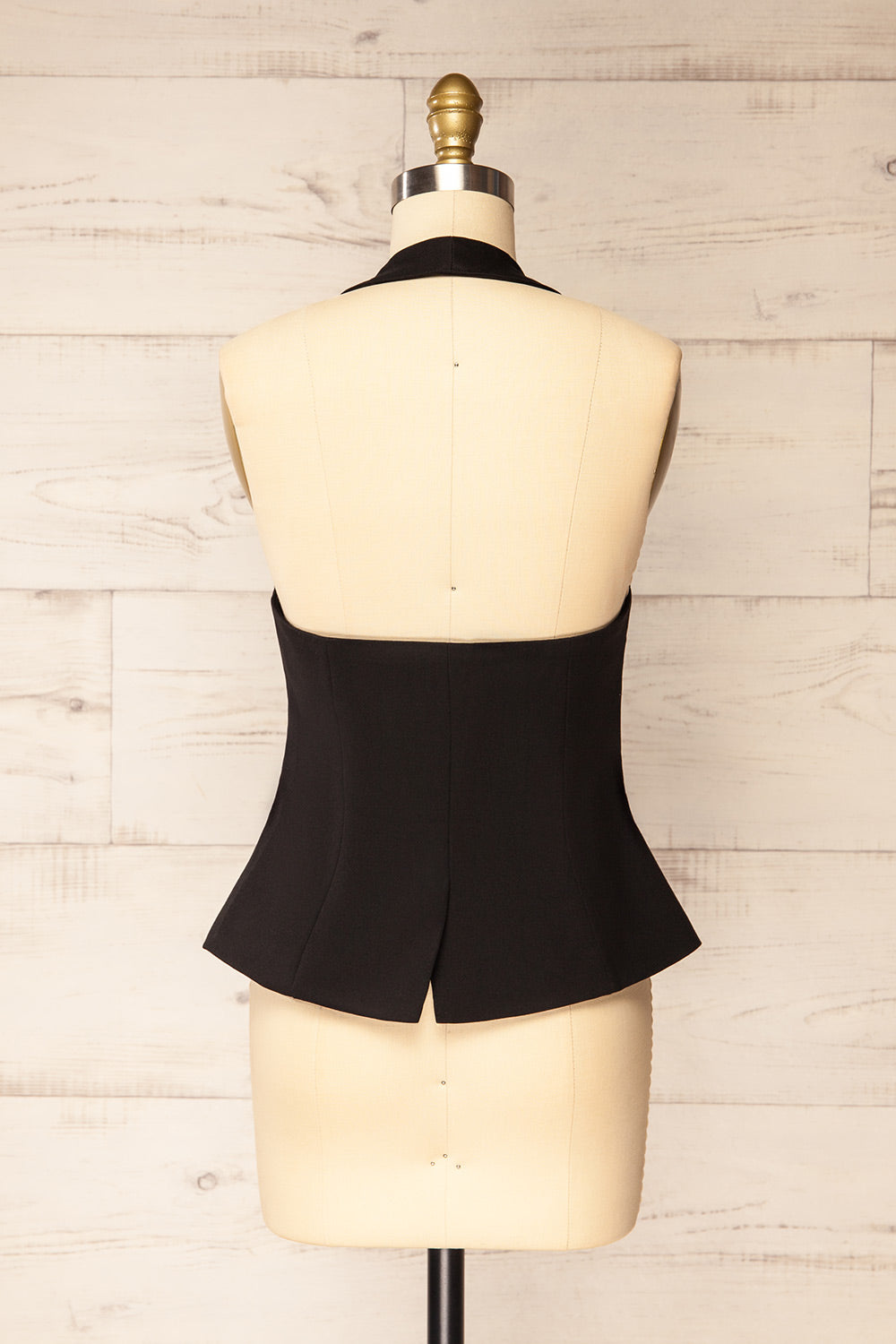 Raichur Black Structured Halter Top | La petite garçonne back view