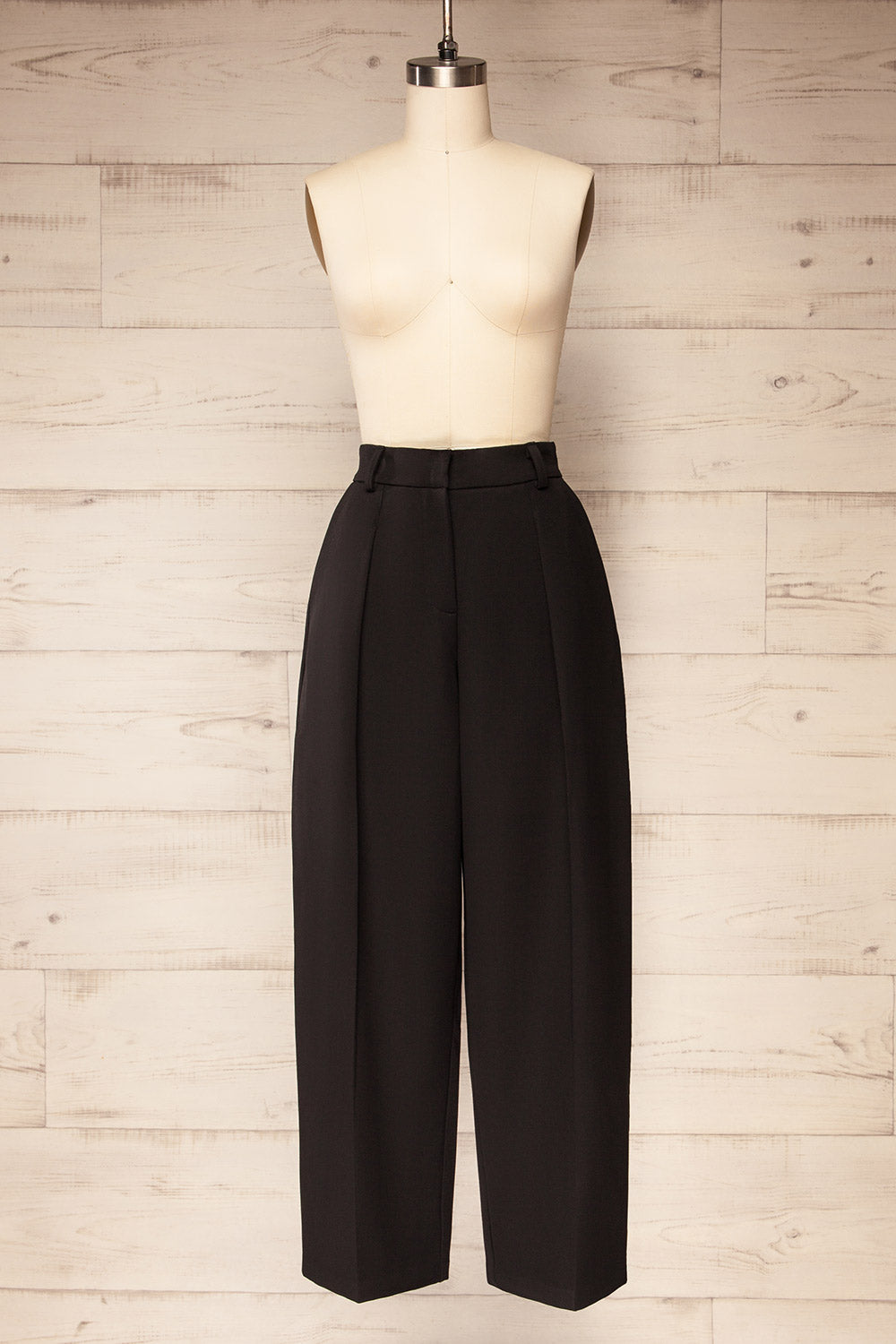 Raipur Black Barrel Legs Tailored Pants | La petite garçonne front view