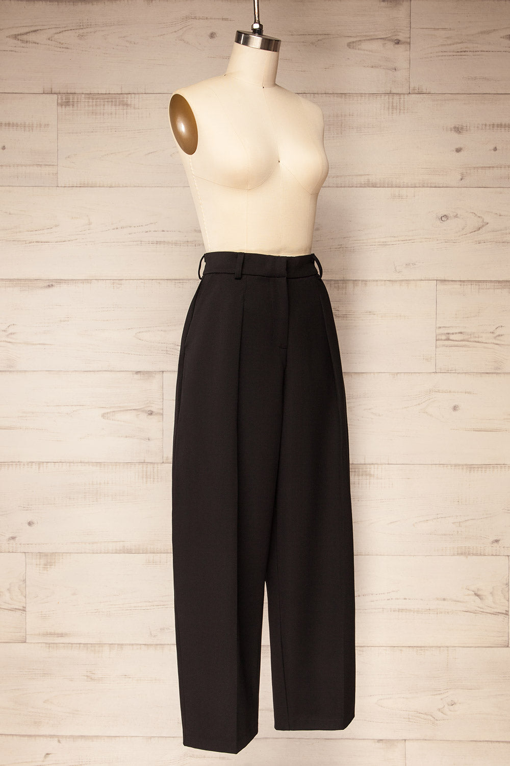 Raipur Black Barrel Legs Tailored Pants | La petite garçonne side view