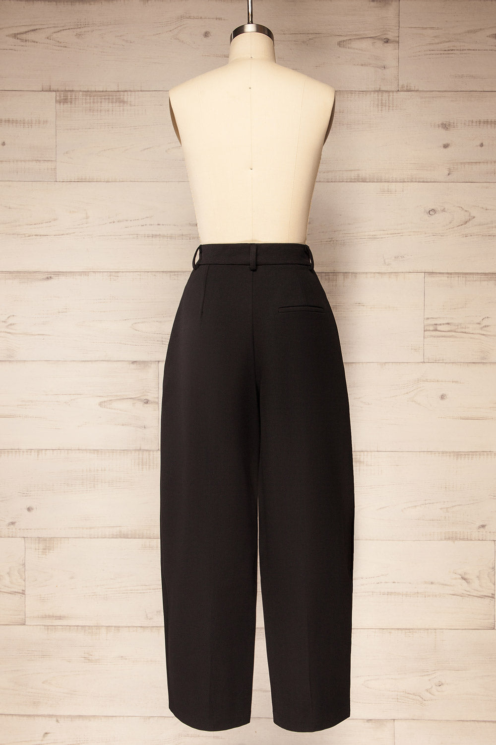 Raipur Black Barrel Legs Tailored Pants | La petite garçonne back view