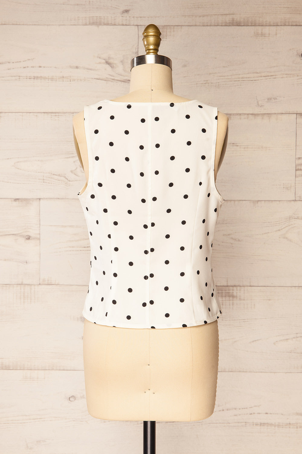 Raisen Polka Dot Sleeveless White Top with Front Tie | La petite garçonne back view