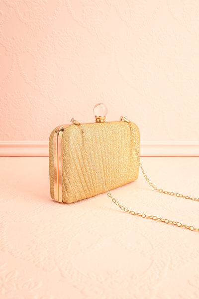 Raje Gold Sparkly Evening Clutch | Boutique 1861 side view