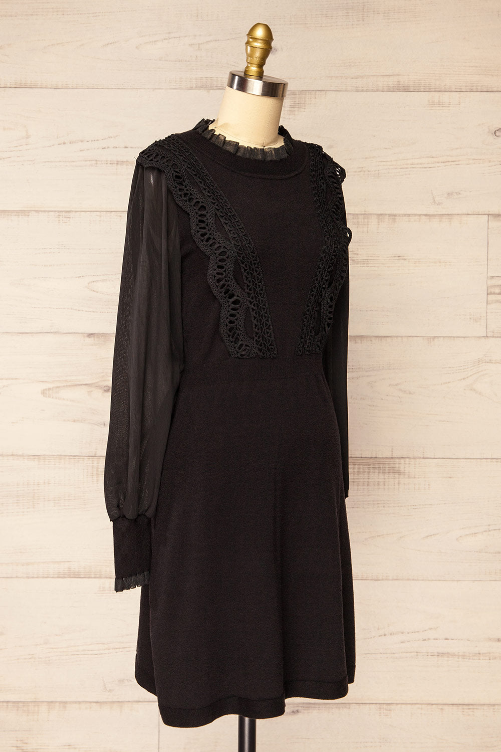 Rakvere Short Black Dress w/ Long Sleeves | La petite garçonne side view