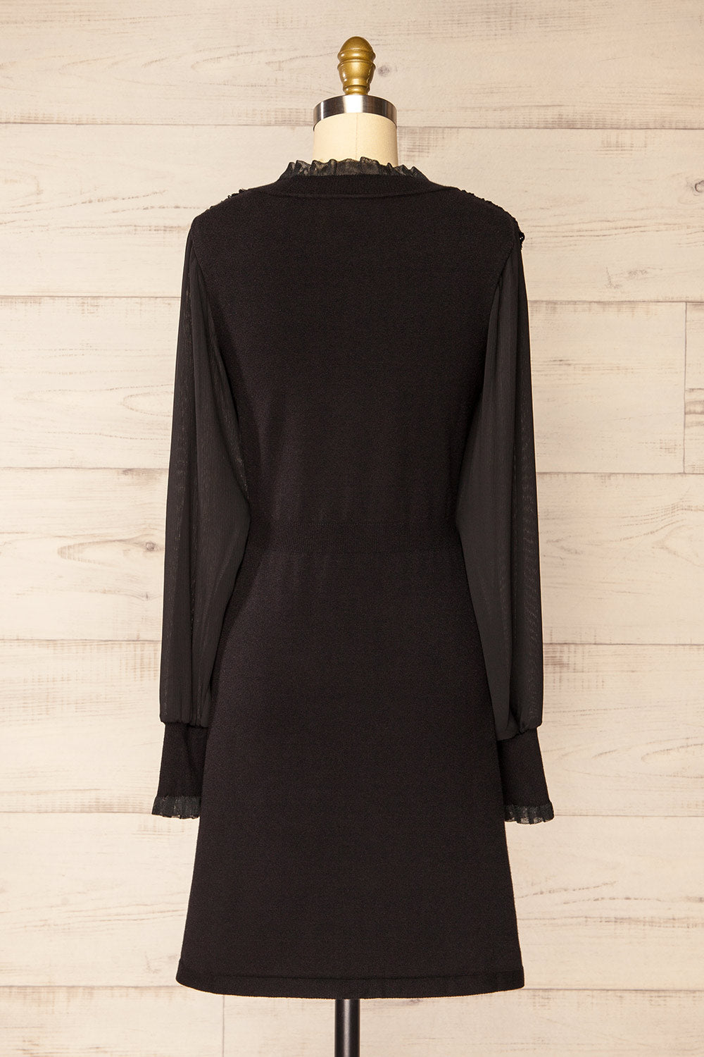 Rakvere Short Black Dress w/ Long Sleeves | La petite garçonne  back view