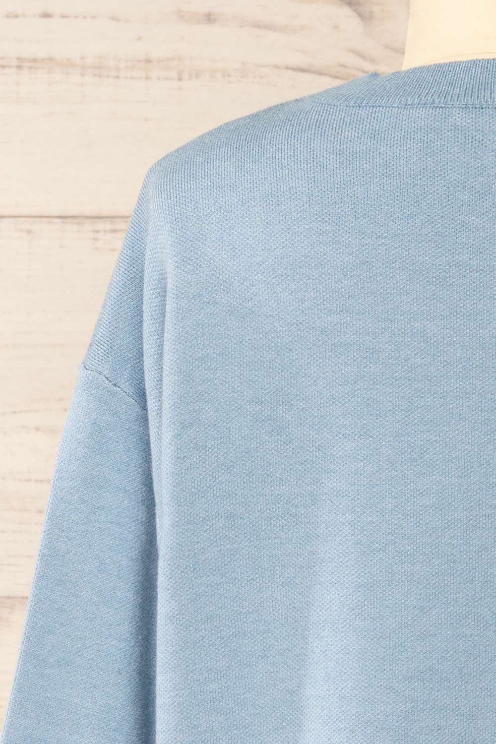 Rambouillet Bleu Knit Crewneck w/ Flower Detail | La petite garçonne back