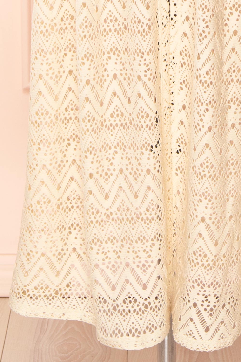 Ramira Beige Long Crochet Kimono w/ Short Sleeves | Boutique 1861 bottom