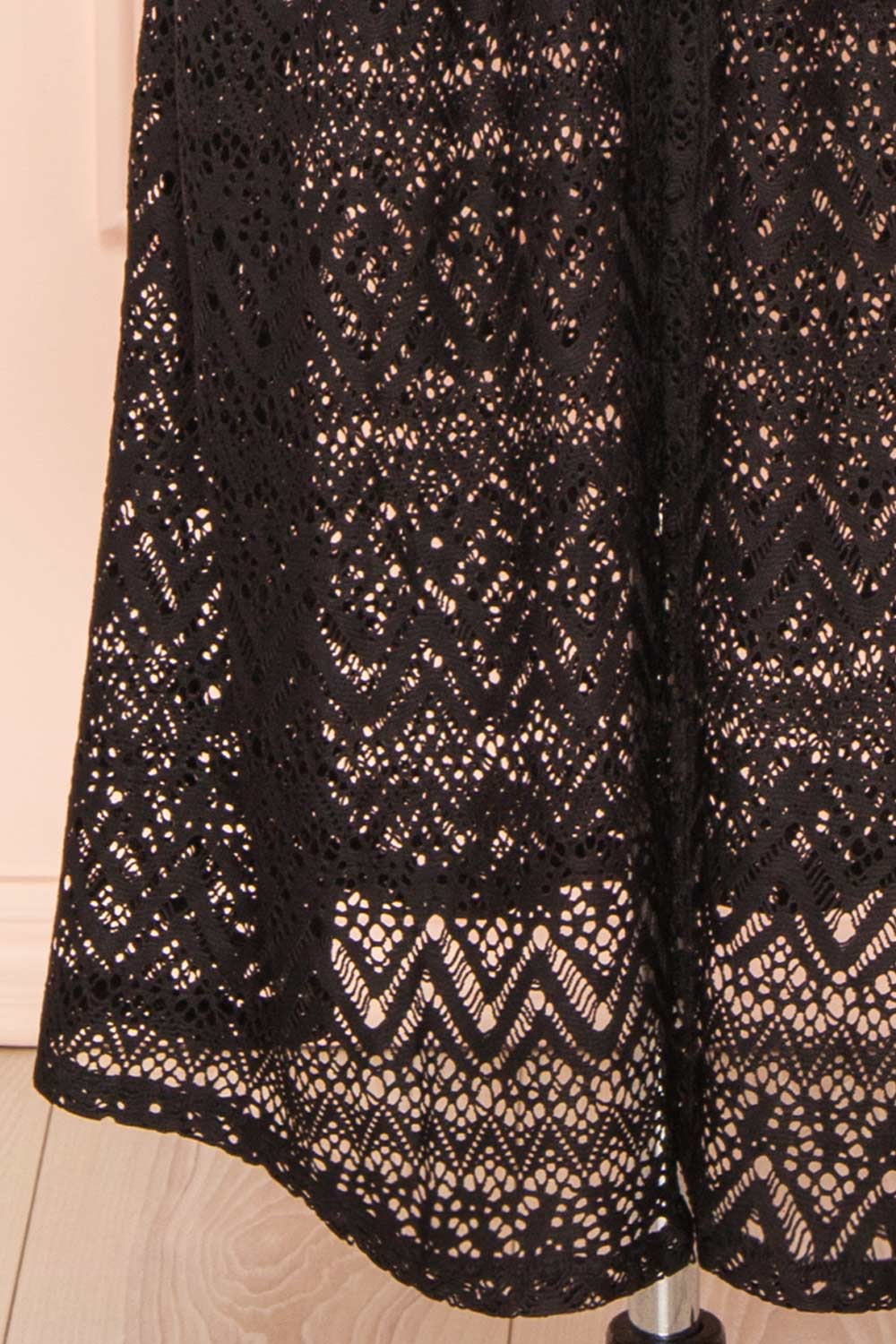 Ramira Black Long Crochet Kimono w/ Short Sleeves | Boutique 1861 bottom