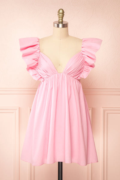 Rarau Pink Babydoll Dress w/ Tie Back | Boutique 1861 front view