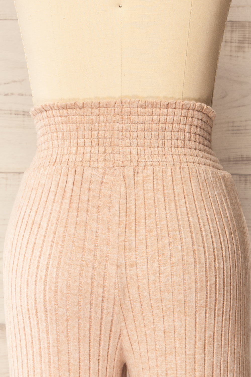 Ravyn Beige Soft Ribbed Knit Pants | La petite garçonne back