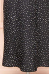 Rebby Polka Dot Black Silky Fitted Midi Dress | Boutique 1861 bottom