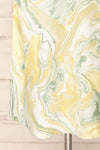 Reims Green Marble Pattern Midi Dress | La petite garçonne bottom close-up