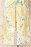 Reims Green Marble Pattern Midi Dress | La petite garçonne slit close-up